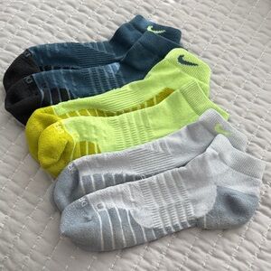 Nike Men's Athletic Ankle Socks - Blue, Yellow, Gray